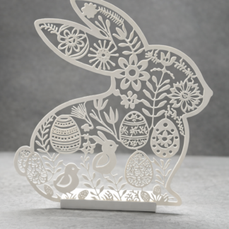 Uskrsna dekoracija – bijeli zec s motivima